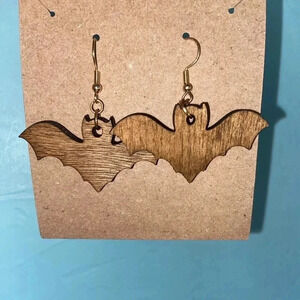Rustic Wooden Bat Earrings